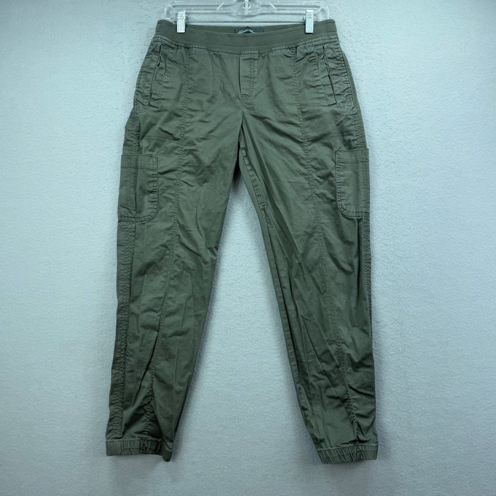 Eddie Bauer Cargo Joggers Women 6‎ Olive Green Laid Back Twill Utility Pant